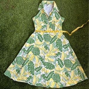 DBY woman’s Green and Yellow Leaf Print Dress